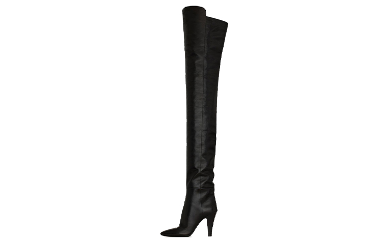 (Women) Saint Laurent Leather Over-The-Knee Boots 'Black Glitter' 66763425V001000