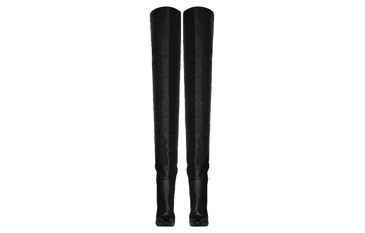 (W) Saint Laurent Leather Over-The-Knee Boots 'Black Glitter' 圖 4