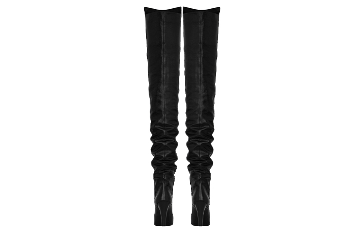 (W) Saint Laurent Leather Over-The-Knee Boots 'Black Glitter' 圖 5