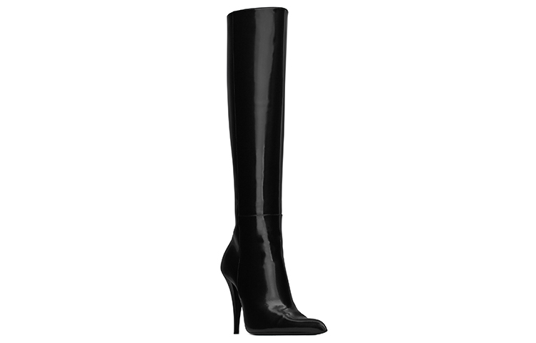 (W) Saint Laurent Leather Patent Pointed-Toe High Boots 'Black' 圖 3