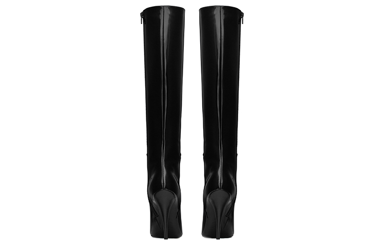 (W) Saint Laurent Leather Patent Pointed-Toe High Boots 'Black' 圖 5