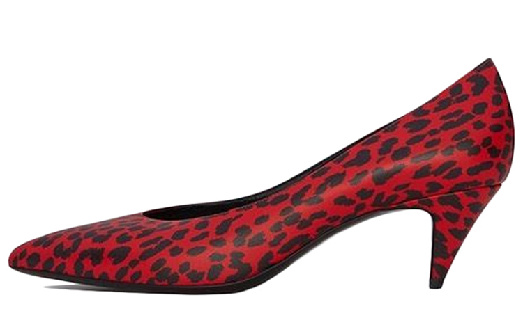 (W) Saint Laurent Leather Pointed-Toe High Heel 'Red Black'