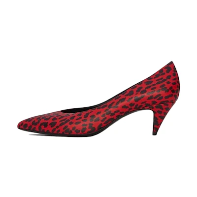 (W) Saint Laurent Leather Pointed-Toe High Heel 'Red Black'