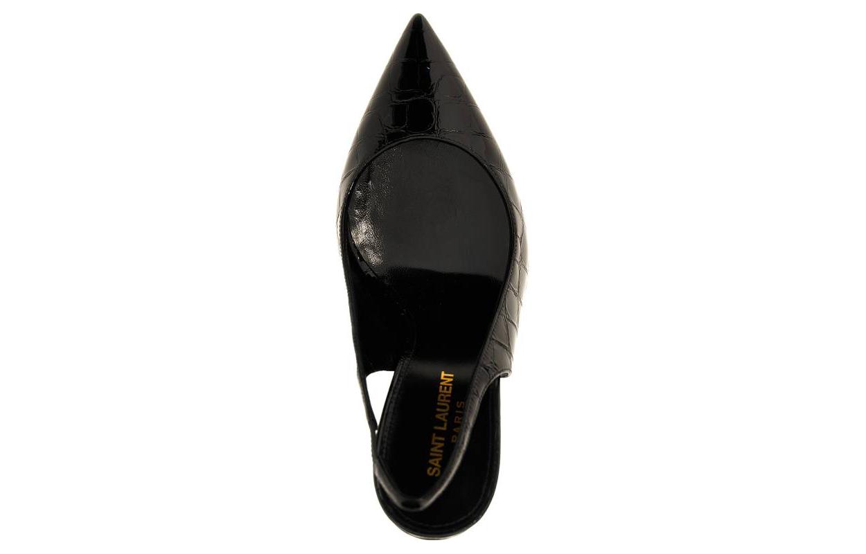 Shop (W) Saint Laurent Sepatu Kulit Hak Tinggi Runcing 'Black Aliens' 630107AACST1000