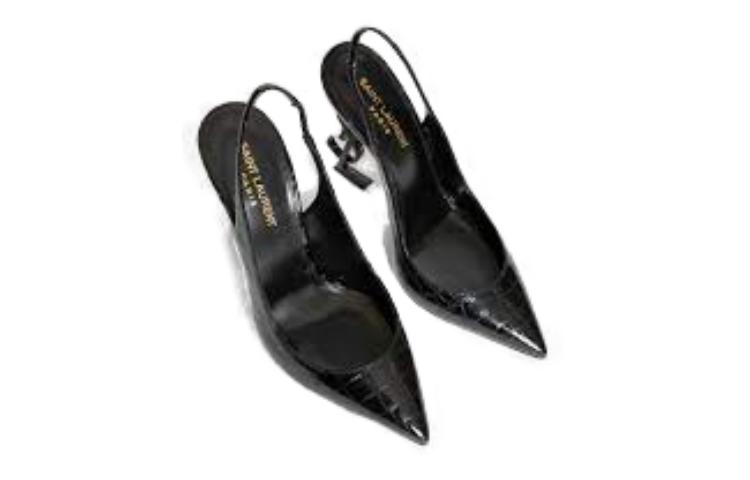 Purchase (W) Saint Laurent Sepatu Kulit Hak Tinggi Runcing 'Black Aliens' 630107AACST1000