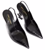 Purchase (W) Saint Laurent Sepatu Kulit Hak Tinggi Runcing 'Black Aliens' 630107AACST1000