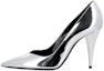 Buy (W) Saint Laurent Kulit Tumit Tinggi Slip-On Hujung Runcing 'Silver' 578599AAL008105