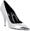 Lookbook (W) Saint Laurent Kulit Tumit Tinggi Slip-On Hujung Runcing 'Silver' 578599AAL008105