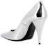 Shop (W) Saint Laurent Kulit Tumit Tinggi Slip-On Hujung Runcing 'Silver' 578599AAL008105