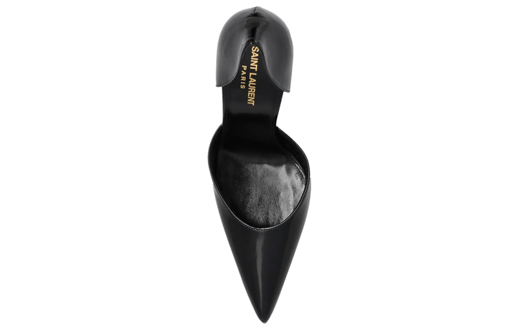 Shop (W) Saint Laurent Tumit Tinggi Slip-On Kulit Hujung Tajam 'Hitam' 7112101TV001000