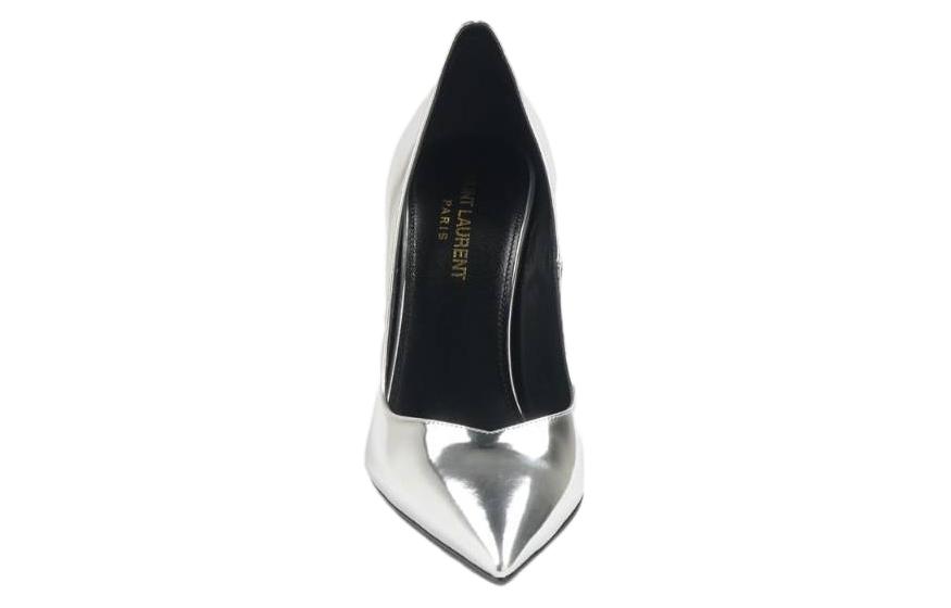 Purchase (W) (レディース) サンローラン レザー ポインテッドトゥ スリッポン ハイヒール 'シルバー' 578599AAL008105 578599AAL008105