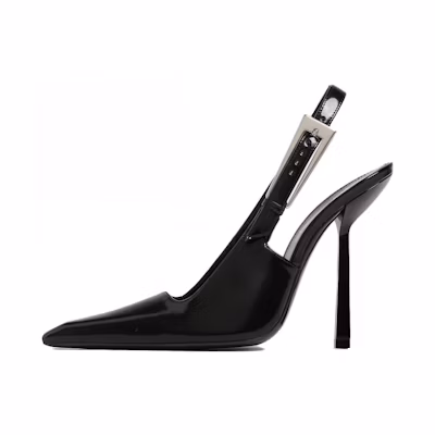 (W) Saint Laurent Leather Pointed Toe Buckle Stiletto 'Black'
