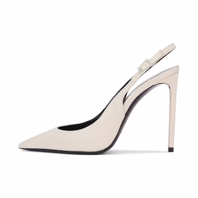 (W) Saint Laurent Leather Pointed-Toe Buckle Stiletto 'Beige'