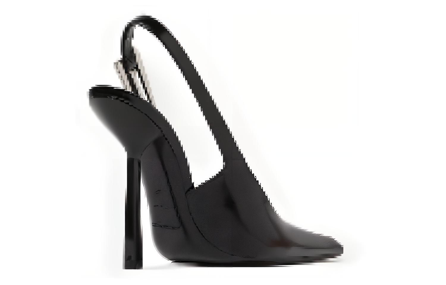 Shop (W) Saint Laurent Kulit Tumit Jarum Berbucu Gesper 'Hitam' 763417AAAZY1000