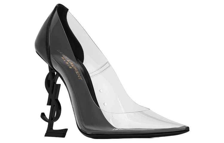 Lookbook 聖羅蘭皮革套穿尖頭異形跟高跟鞋11公分女款黑色