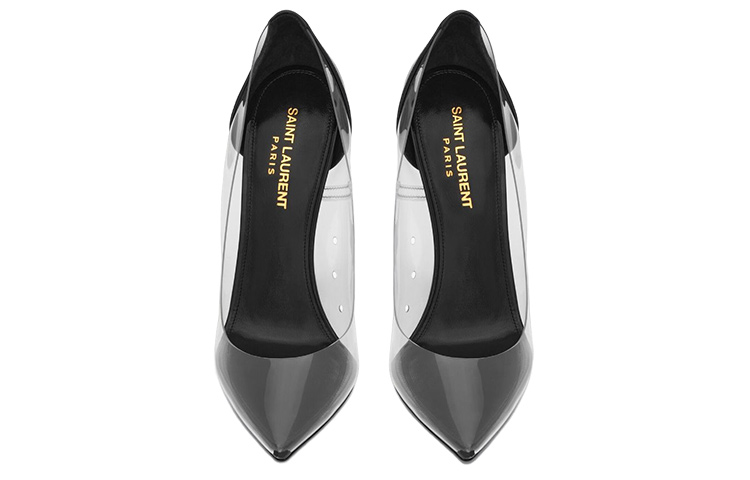 Shop 聖羅蘭皮革套穿尖頭異形跟高跟鞋11公分女款黑色