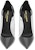 (W) Saint Laurent Kasut Tumit Tinggi 'Black Asymmetric Heel' Kulit Tumit Runcing 6997161TVAA1094