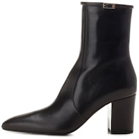 (Women) Saint Laurent Leather Round Toe Chunky Heel Ankle Boots 'Black Elegance' 757045AACF61000 (Women) Saint Laurent Leather Round Toe Chunky Heel Ankle Boots 'Black Elegance' 757045AACF61000