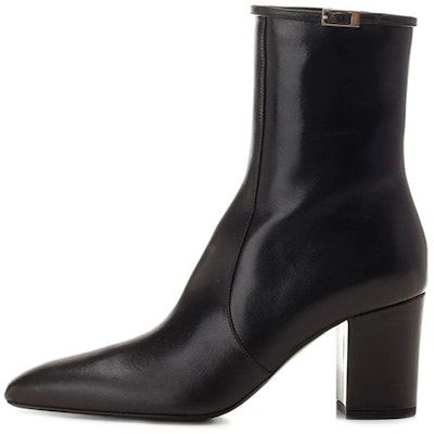(Women) Saint Laurent Leather Round Toe Chunky Heel Ankle Boots 'Black Elegance' 757045AACF61000 Buy (Women) Saint Laurent Leather Round Toe Chunky Heel Ankle Boots 'Black Elegance' 757045AACF61000