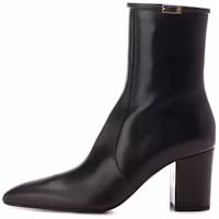 (Women) Saint Laurent Leather Round Toe Chunky Heel Ankle Boots 'Black Elegance' 757045AACF61000 (Women) Saint Laurent Leather Round Toe Chunky Heel Ankle Boots 'Black Elegance' 757045AACF61000