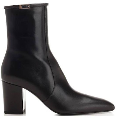 (Women) Saint Laurent Leather Round Toe Chunky Heel Ankle Boots 'Black Elegance' 757045AACF61000 Order (Women) Saint Laurent Leather Round Toe Chunky Heel Ankle Boots 'Black Elegance' 757045AACF61000