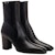 (W) Saint Laurent But Kasut Tumit Tebal Kulit Elegan 'Black Elegance' 757045AACF61000
