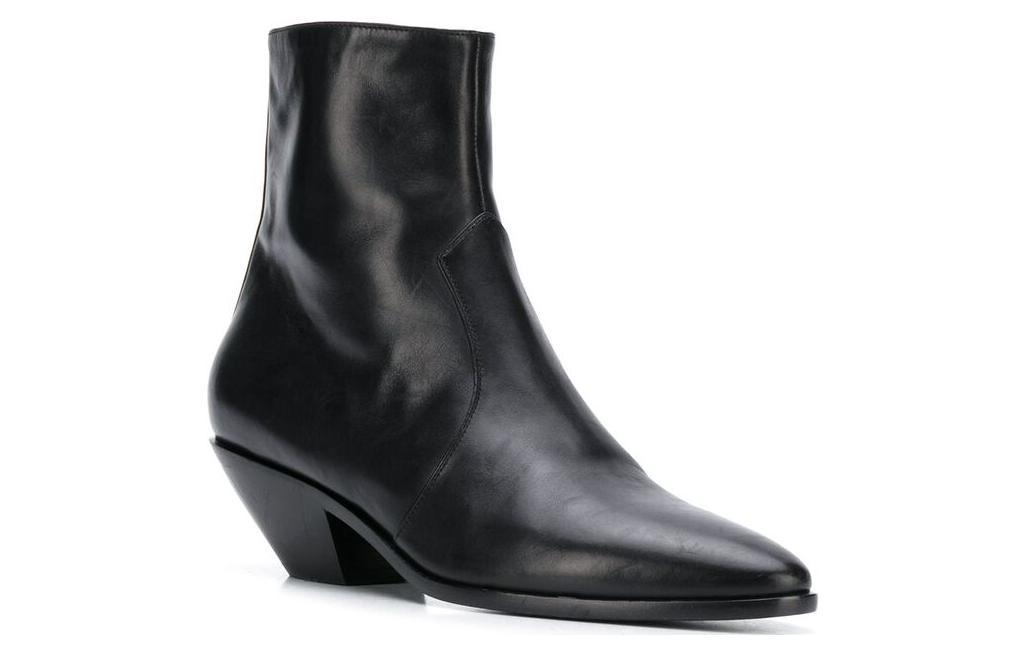 Order (W) 圣罗兰拉链圆头皮革短靴「黑色」 6305401YL001000