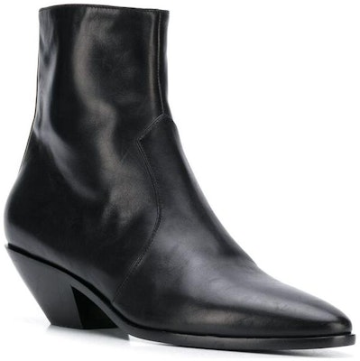 (W) Saint Laurent Boot Kulit Hitam Ankle Ritsleting Lingkaran Jari Kaki 6305401YL001000 Order (W) Saint Laurent Boot Kulit Hitam Ankle Ritsleting Lingkaran Jari Kaki 6305401YL001000