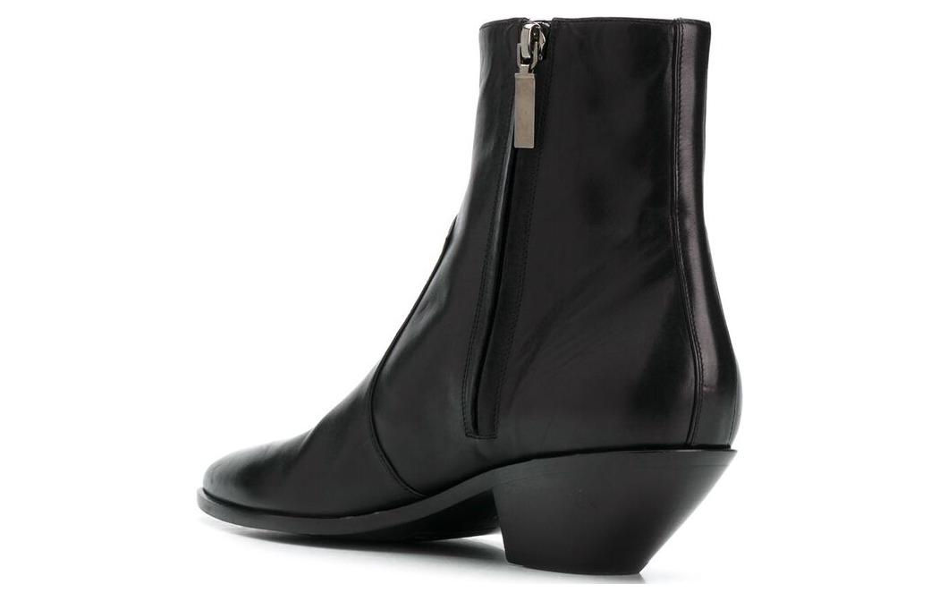 Lookbook (W) 圣罗兰拉链圆头皮革短靴「黑色」 6305401YL001000