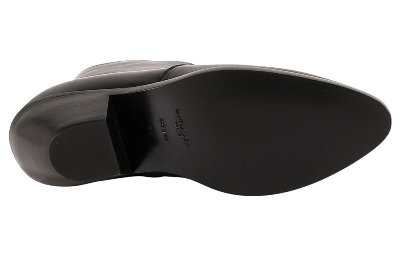 Shop (W) 圣罗兰拉链圆头皮革短靴「黑色」 6305401YL001000