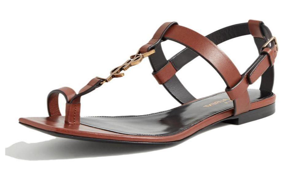 Lookbook (Women) Saint Laurent Leather Sandal 'Brown' 66452018TTT7660