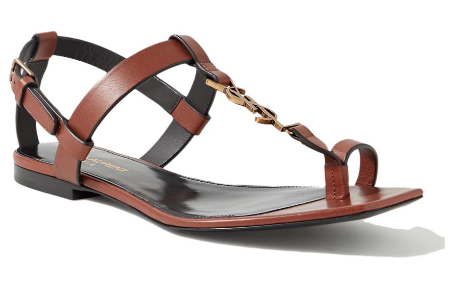 Shop (Women) Saint Laurent Leather Sandal 'Brown' 66452018TTT7660