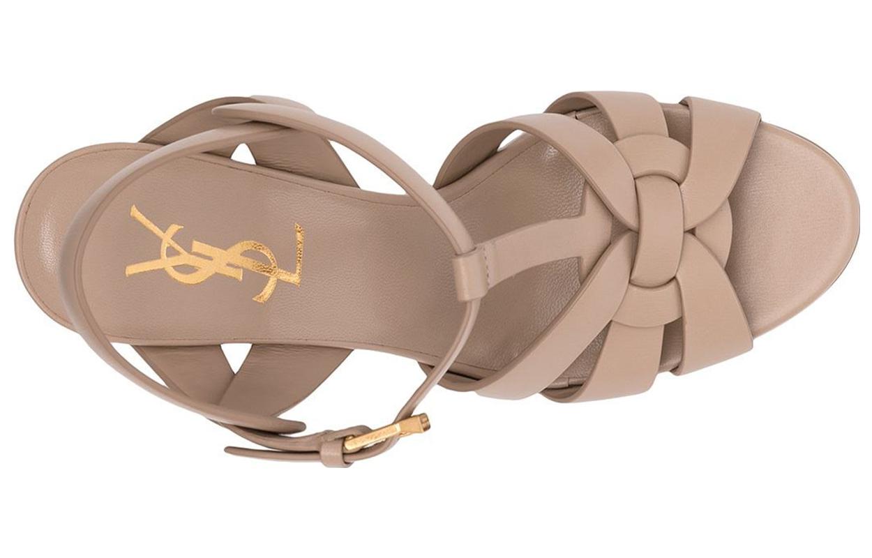 Lookbook (W) Saint Laurent Leren Sandalen ''Tan Eenvoudige Mode'' 315490AAAAH2721