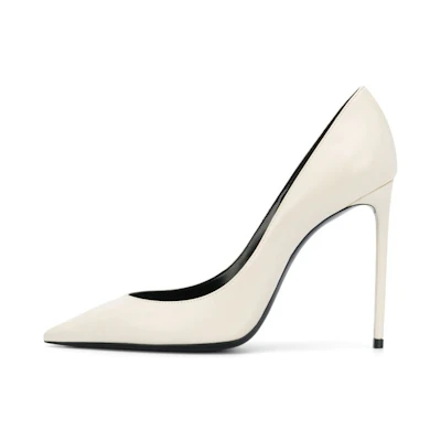 (W) Saint Laurent Leather Slip-On Stiletto 'White'