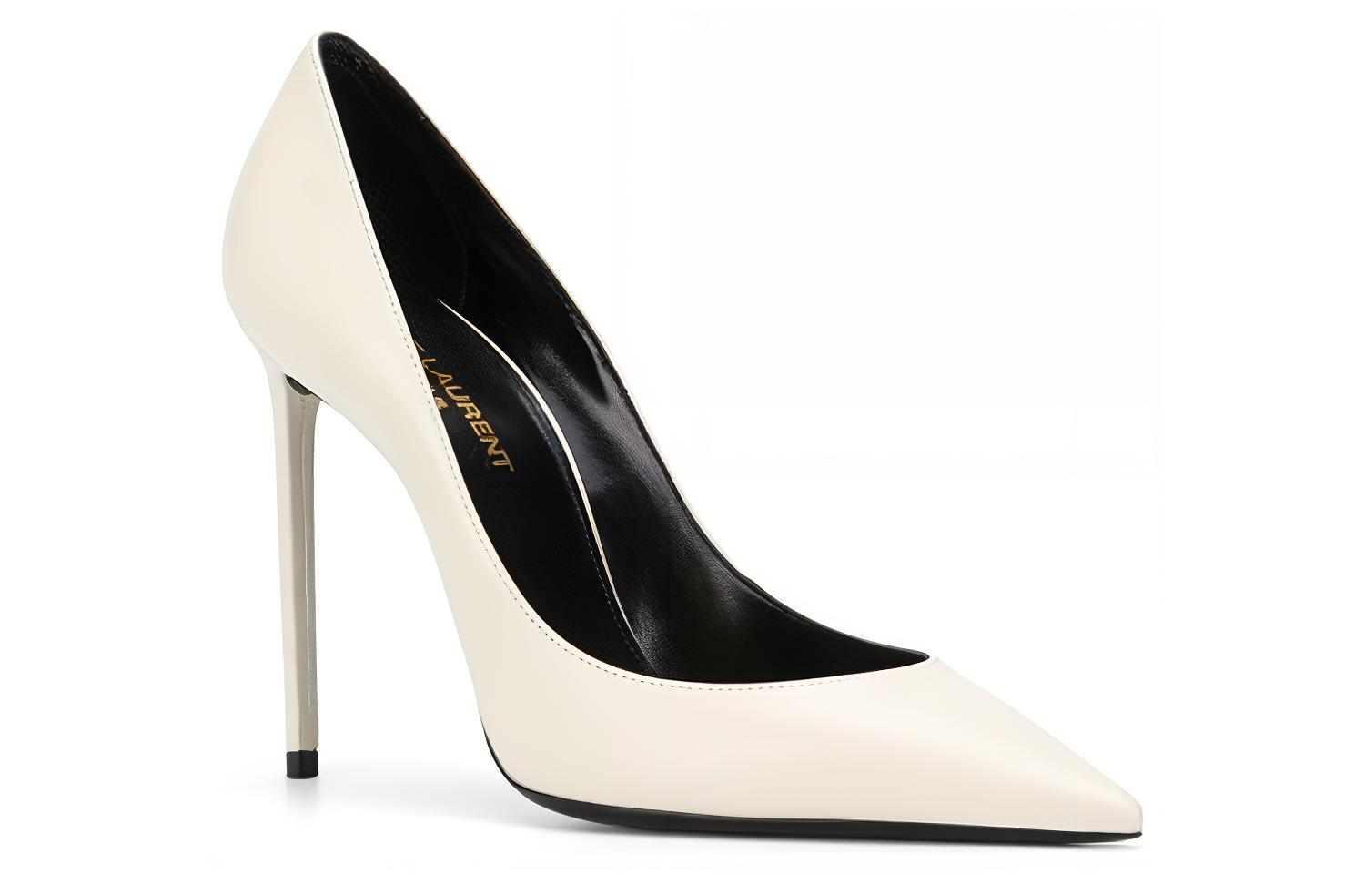 (W) Saint Laurent Leather Slip-On Stiletto 'White' 圖 2