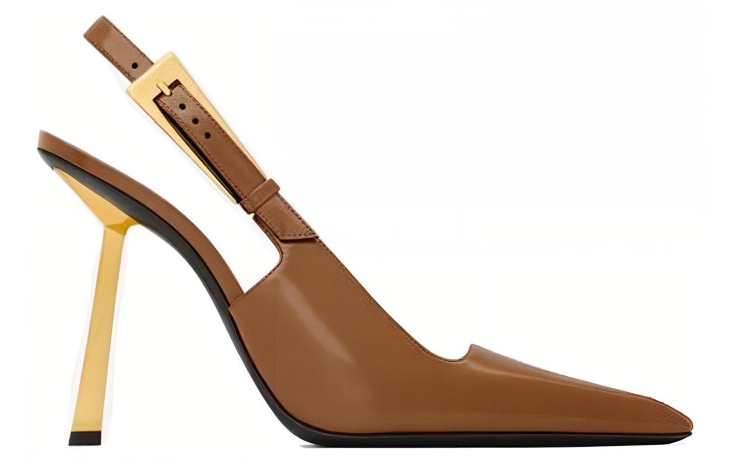 Order (W) Saint Laurent Kulit Stiletto 'Comfort Fashion Coklat' 763421AACGX2211