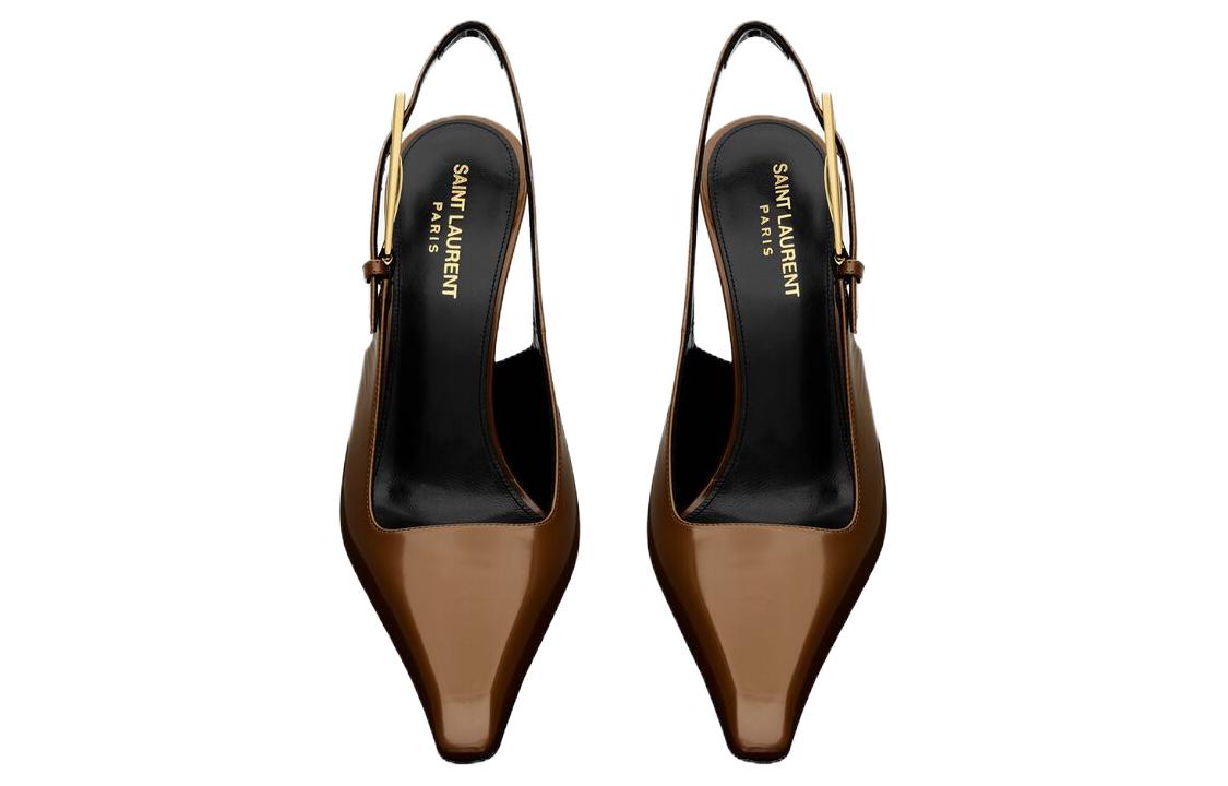 Shop (W) Saint Laurent Kulit Stiletto 'Comfort Fashion Coklat' 763421AACGX2211
