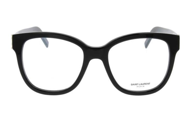 Lookbook (W) Saint Laurent Kacamata Optik Wanita Logo Huruf Hitam Bingkai Tak Beraturan. SLM97001