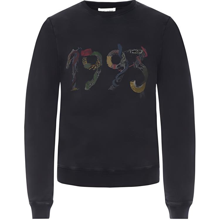 (Women) SAINT LAURENT Letter Print Pullover Hoodie Black 511029YB2PL1069