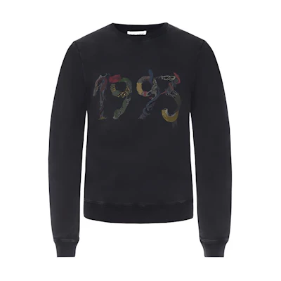 (Women) SAINT LAURENT Letter Print Pullover Hoodie Black 511029YB2PL1069