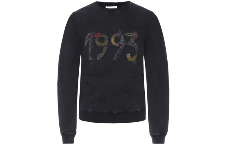 Order (Women) SAINT LAURENT Letter Print Pullover Hoodie Black 511029YB2PL1069