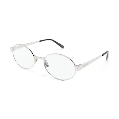 (Women) SAINT LAURENT Logo Engraved Oval Optical Glasses Women’s Silver Frame. SL692OPT