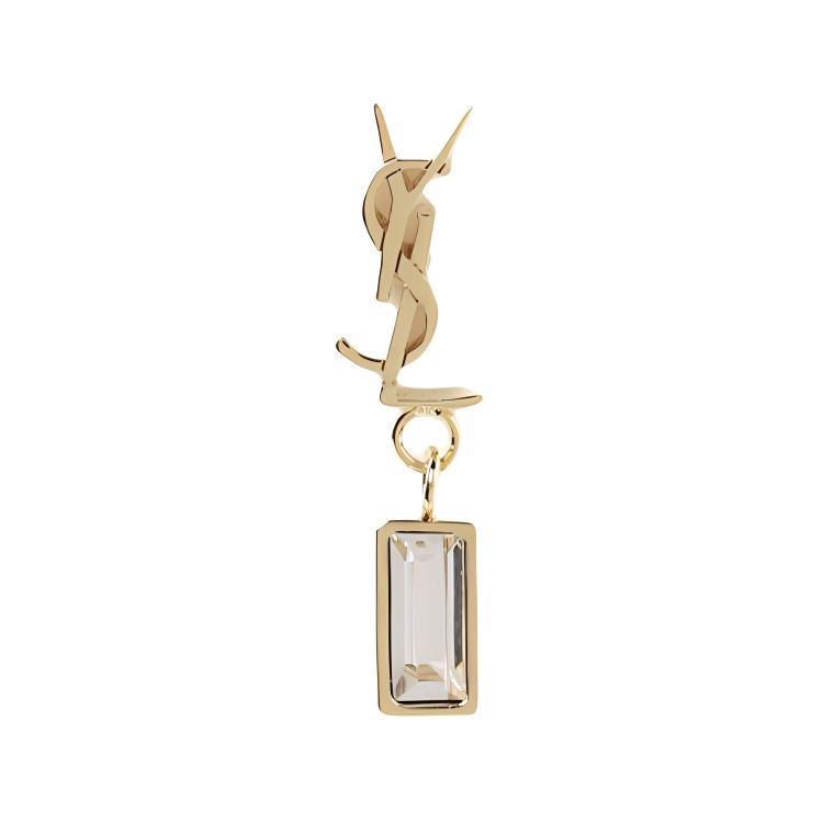 (Women) SAINT LAURENT Logo Gold Single Earring for Women Brass/Glass. 746624Y1526