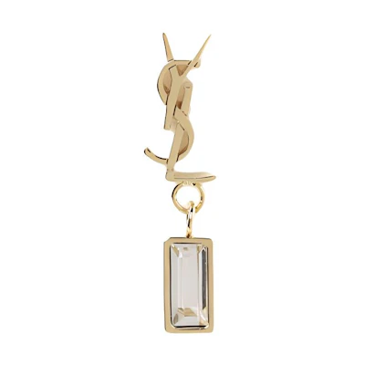 (Women) SAINT LAURENT Logo Gold Single Earring for Women Brass/Glass. 746624Y1526
