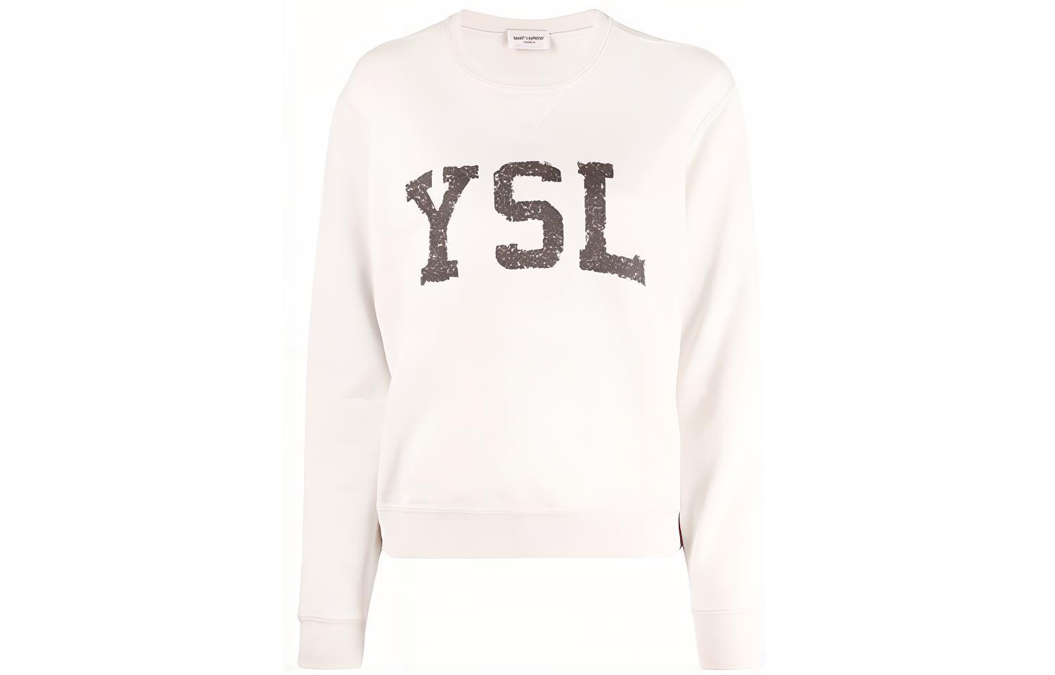 Order (W) 聖羅蘭Logo印花圓領長袖衫 淡燕麥色 666987Y36IP9766