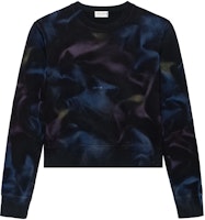 (Women) SAINT LAURENT Logo Print Wave Pattern Crewneck Sweatshirt Women Black 652507Y36CZ1134 (Women) SAINT LAURENT Logo Print Wave Pattern Crewneck Sweatshirt Women Black 652507Y36CZ1134