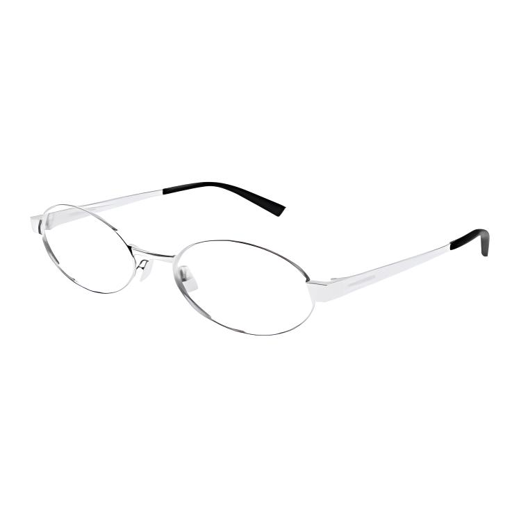 (Women) SAINT LAURENT Logo Two-Tone Irregular Optical Eyeglasses Women Silver SL 692 OPT 001