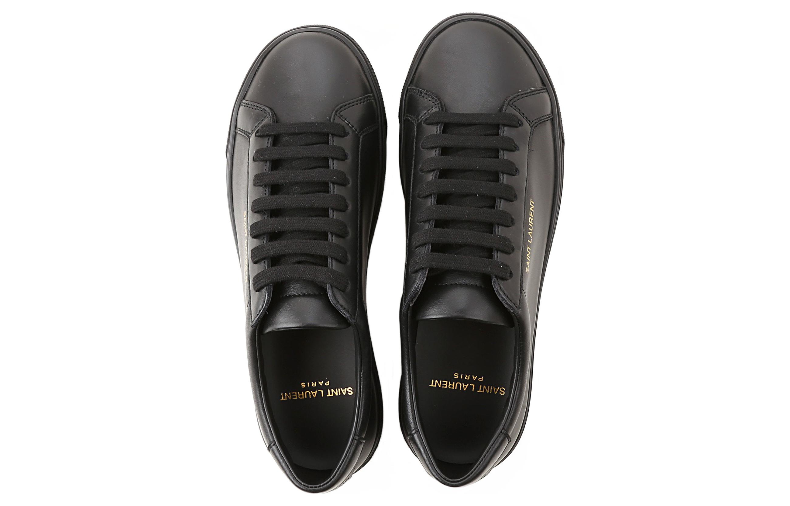 Lookbook SAINT LAURENT聖羅蘭 皮革 圓頭繫帶 低筒 板鞋 女款 黑色