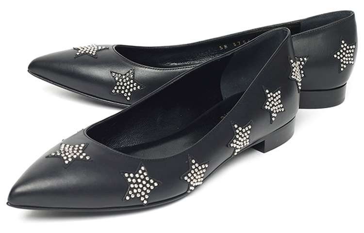 Order 聖羅蘭皮革低幫尖頭休閒單鞋 女款 黑色