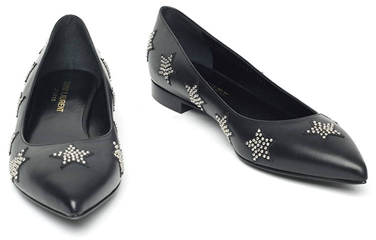 Lookbook 聖羅蘭皮革低幫尖頭休閒單鞋 女款 黑色